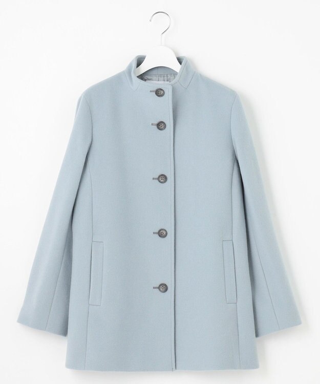 J.PRESS LADIES L ショートビーバー ボトルネック コート アクアブルー系