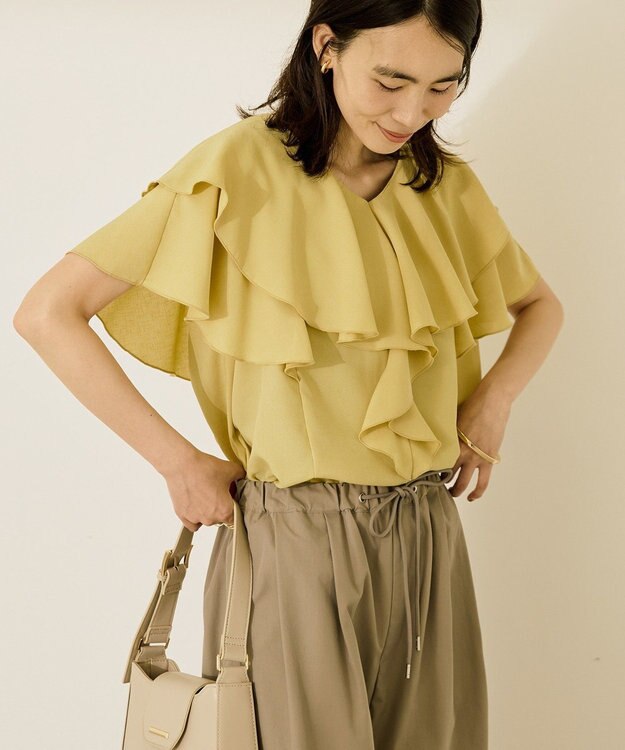 AMERICAN HOLIC イージーケアフリルシャツ Mustard