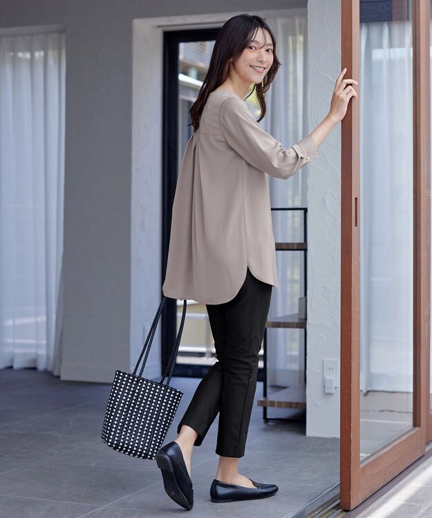 Tiaclasse L 【洗える】ラウンドスリットチュニック グレージュ