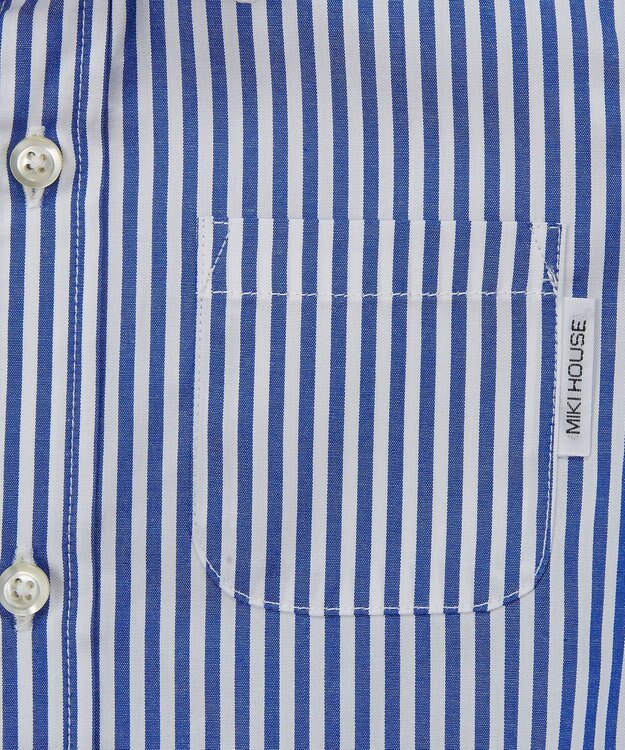 MIKI HOUSE HOT BISCUITS 【110-130cm】ブロード素材の長袖シャツ 紺×白