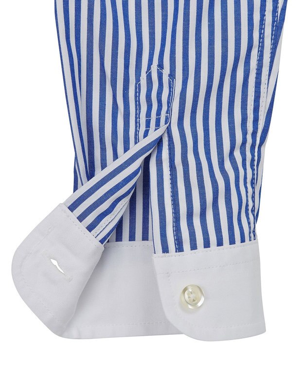 MIKI HOUSE HOT BISCUITS 【110-130cm】ブロード素材の長袖シャツ 紺×白