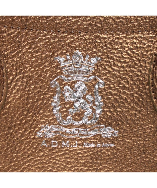 A.D.M.J. 【牛革】メタリックレザー/キューブトート21cm ブラス　ブラウン