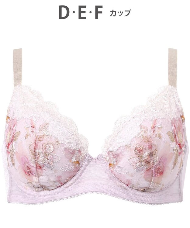 WACOAL 【小さく見せるブラ】 レーシィ ブラジャー 着やせ効果 コンパクトにメイク バストの突出をおさえる 背中の段差を軽減 大きいサイズ レディース BRB453 /ワコール パープル