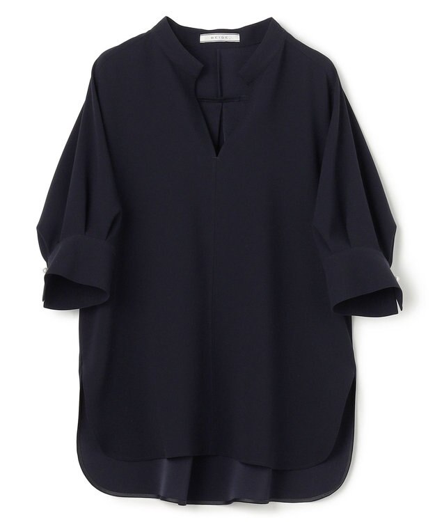 BEIGE， FLEUR / バックサテン プルオーバーブラウス Navy