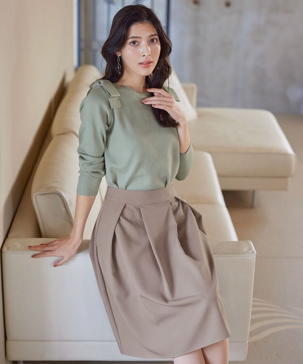 Tiaclasse 【洗える】ショルダーリボンニットトップス ミント