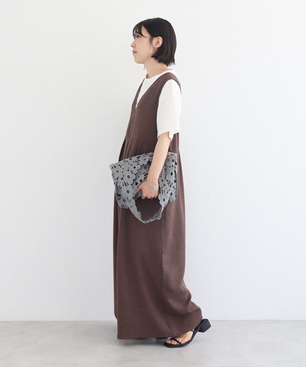 Green Parks 接触冷感麻調ゆったりサロペット Brown