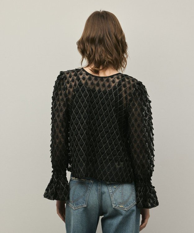 GRACE CONTINENTAL モチーフチュールブラウス ブラック
