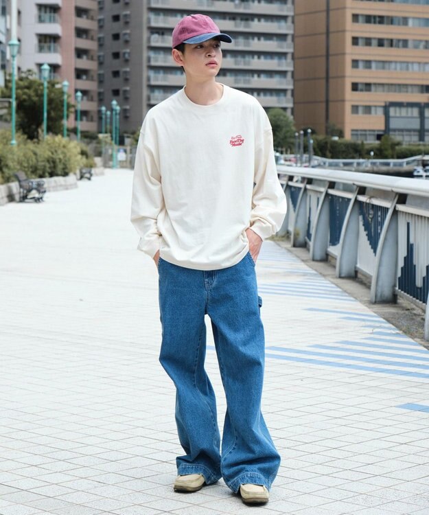 WEGO 【ユニセックス着用ITEM】フロッキーロゴBIGロンT（LS） ホワイトアイボリー