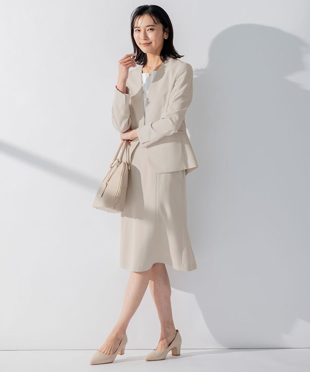 23区 S 【洗える】ダブルスムース スクエアネック カットソー ホワイト系