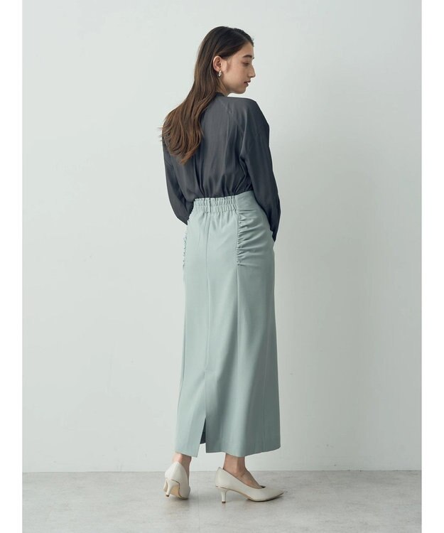 YECCA VECCA シャーリングロングナロースカート Mint