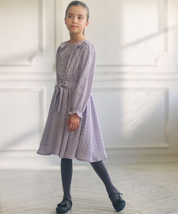 組曲 KIDS 【150-160cm】キャサリンドット ワンピース ライトグレー系5