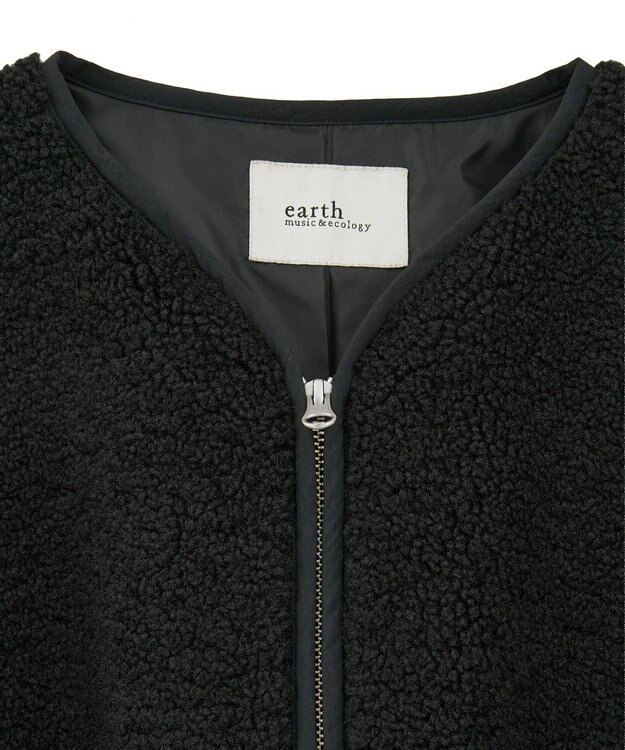 earth music&ecology ボアキルトミドルコート Black