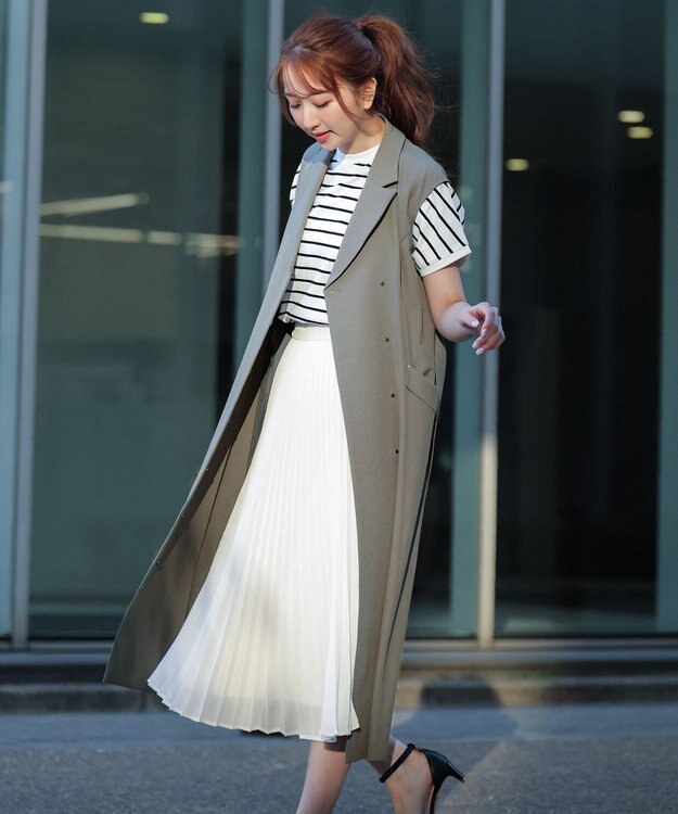 ANY SIS S 【美ライン大人T】半袖 Tシャツ オフ×ブラックボーダー