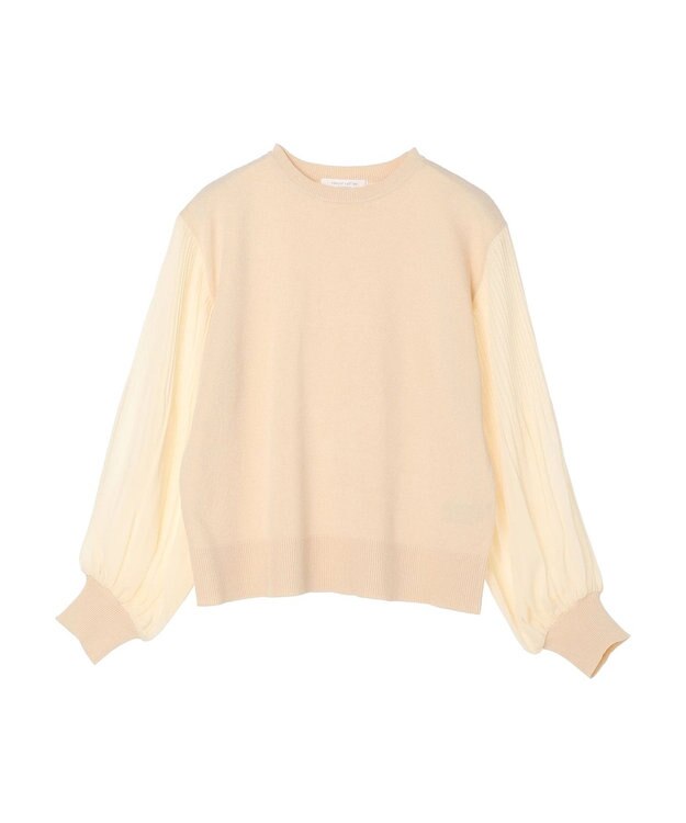 Green Parks プリーツ袖ニットプルオーバー Ivory