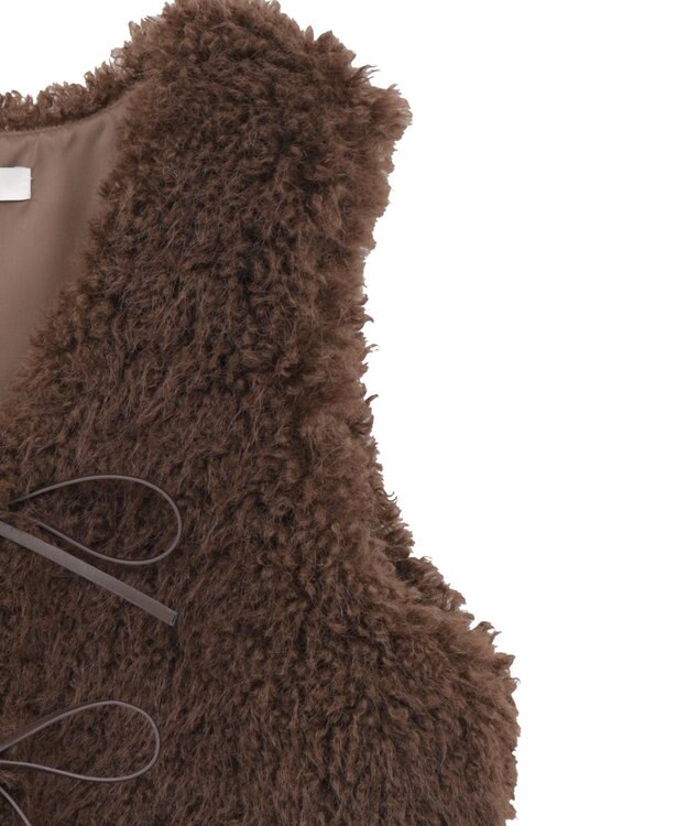 earth music&ecology フェイクファーショートジレ Brown