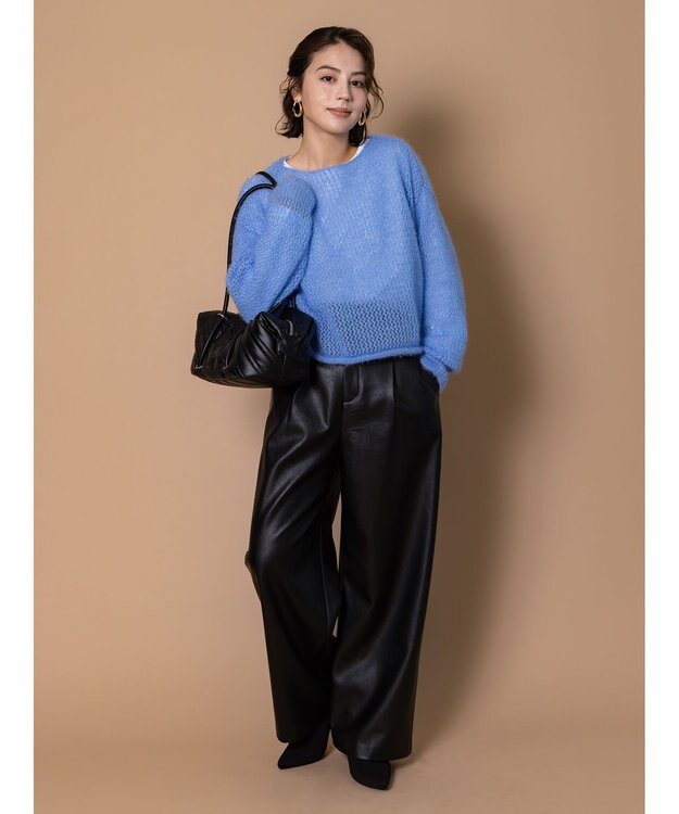 Te chichi 【泉 里香さん着用・Oggi.jp10/23掲載】キャットヤーンメッシュニット ブルー