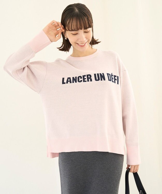 UNFILO スポンジニット ロゴジャガード ピンク