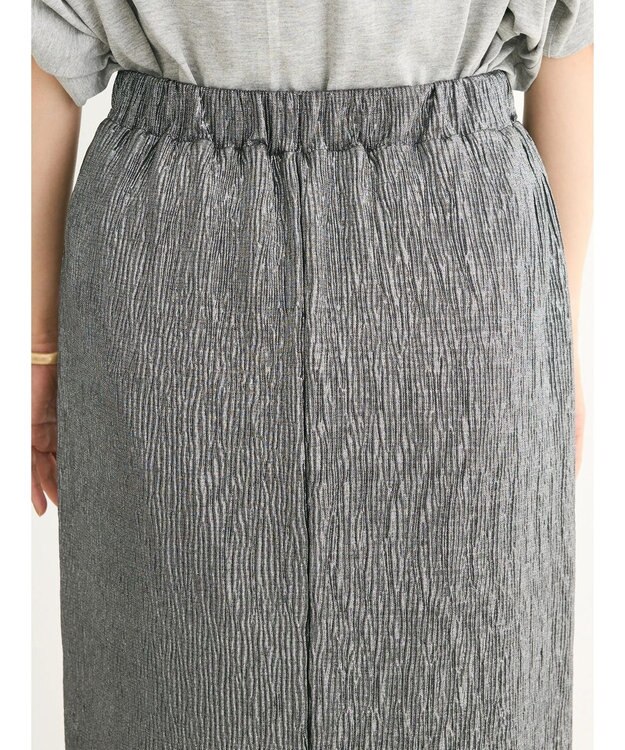 Green Parks シャイニープリーツナロースカート Dark Silver