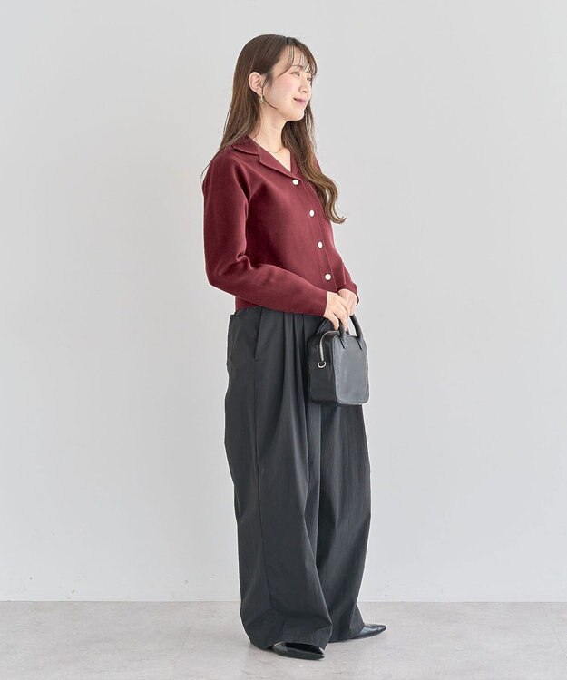 Green Parks ・ｓｗｉｎｇ　ｂｙ　ニット開襟カーディガン Bordeaux