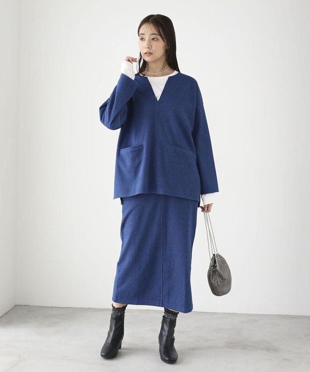 Green Parks 柄圧縮ポンチキーネックプルオーバー Blue