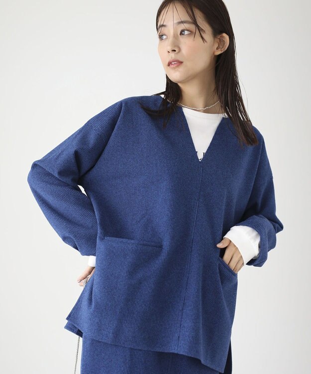 Green Parks 柄圧縮ポンチキーネックプルオーバー Blue