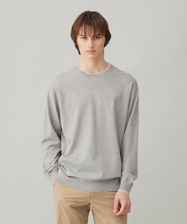 UNFILO MENS スタイリッシュ ニット プルオーバー グレー