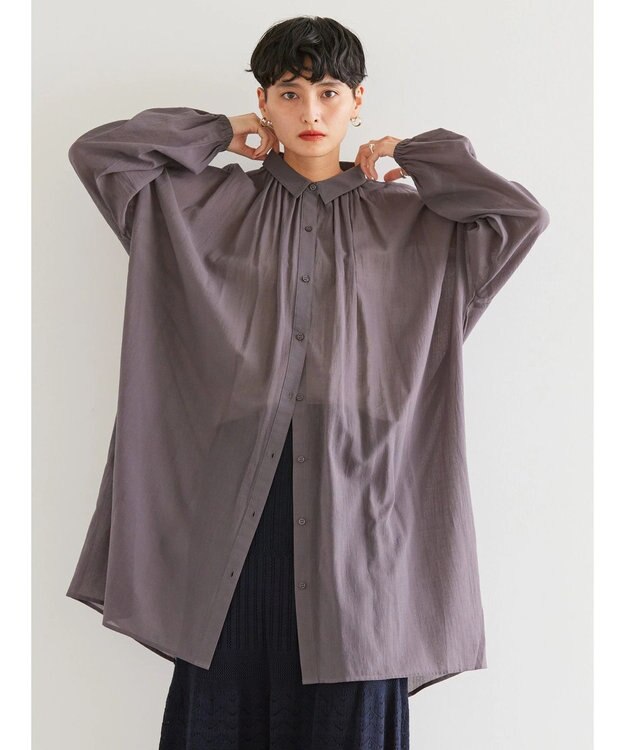 AMERICAN HOLIC シアーＢＩＧシルエットシャツチュニック Charcoal Gray