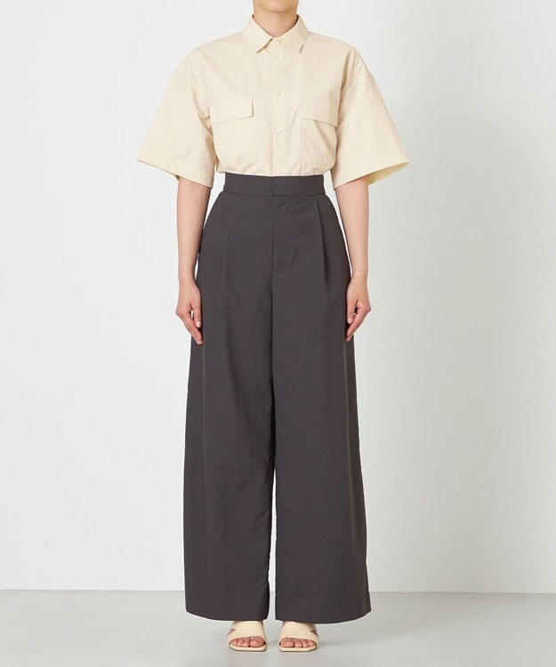 NAVE 【ReNAVE・洗える/撥水加工/接触冷感/UVケア/セットアップ】ナイロンタスラン シャツ アイボリー系