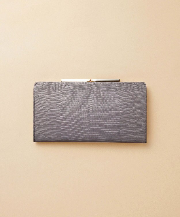 TOPKAPI 【TOPKAPI】イタリアンレザーリザード型押し がま口長財布 LUCIA ルチア ミディアムグレー