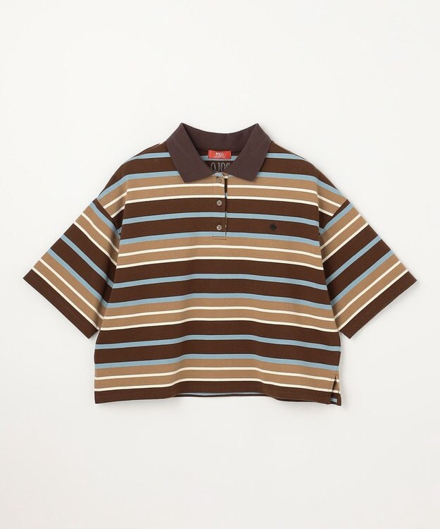 ANY 【POLO BCS別注】マルチカラー短丈ポロシャツ ブラウンボーダー