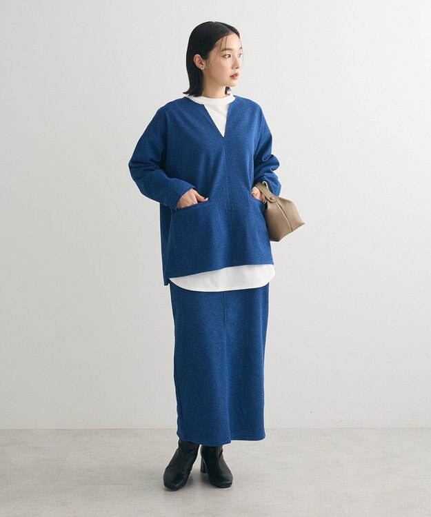 Green Parks 柄圧縮ポンチキーネックプルオーバー Blue