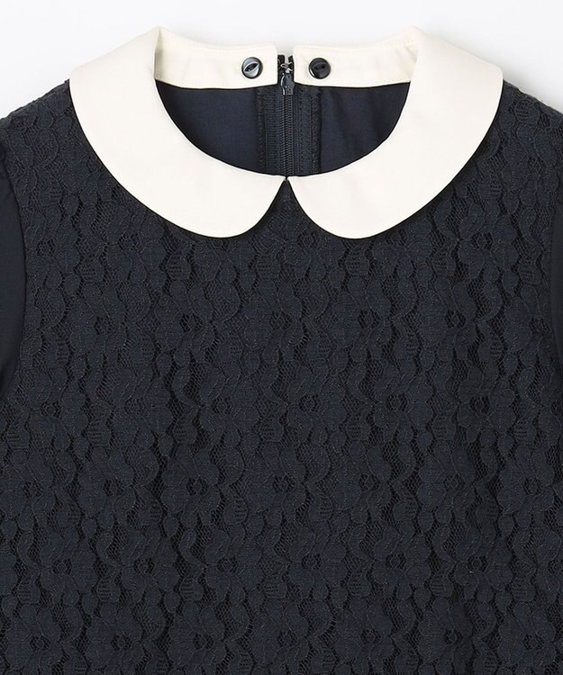 組曲 KIDS 【150-170cm】シフォンプリーツコンビ ワンピース ネイビー系