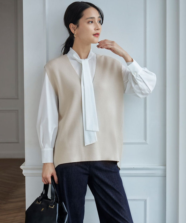 洗える】ナチュラルタッチボウタイ ブラウス / 自由区