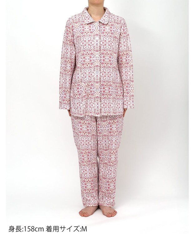 WACOAL ワコール_リラックス＆スリープ パジャマ 綿100%(本体) あったか 長袖 長ズボン ミントン レディース NDW459 /ワコール ホワイト