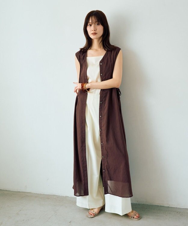 YECCA VECCA ドライタッチシアードロストワンピース Brown
