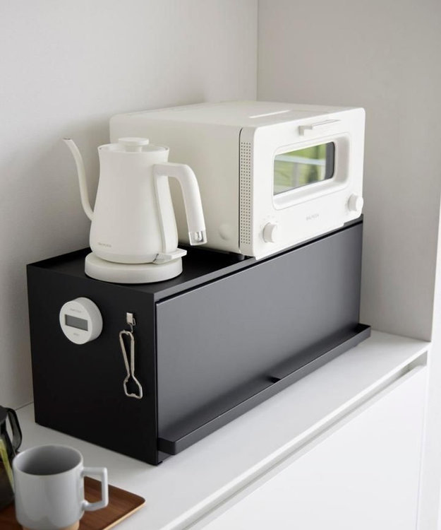 tower 前が開くキッチンカウンター上収納ラック タワー D24 ブラック ブラック