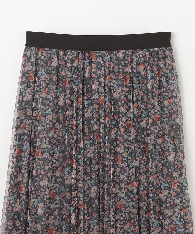 ANY 【ウエストゴム】プリーツチュールスカート フラワープリント