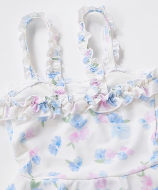 OP／FILA 【marie claire ENFANTS】花柄Aラインワンピース水着 サックス