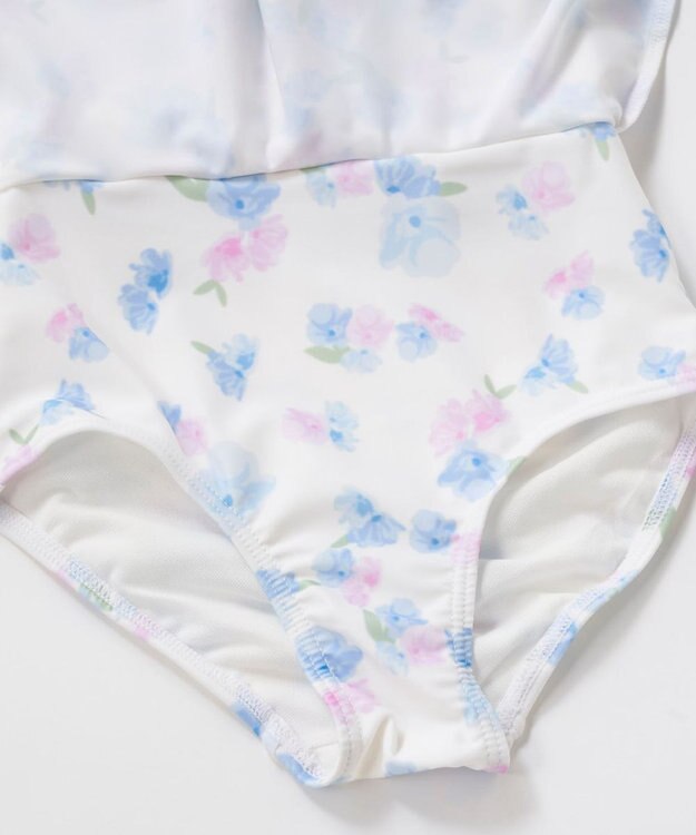 OP／FILA 【marie claire ENFANTS】花柄Aラインワンピース水着 サックス