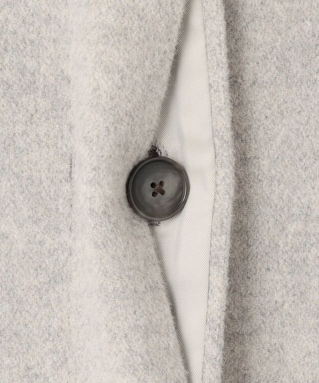 自由区 S シャルムビーバーノーカラーロング コート グレージュ