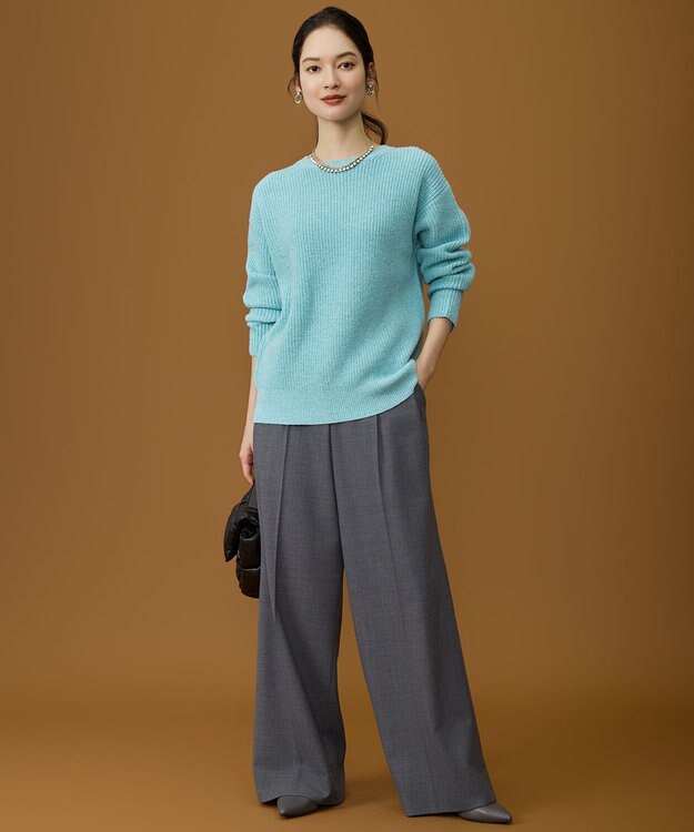 自由区 【SHIHOさん着用】ソフトウールブレンドワイド パンツ チャコールグレー