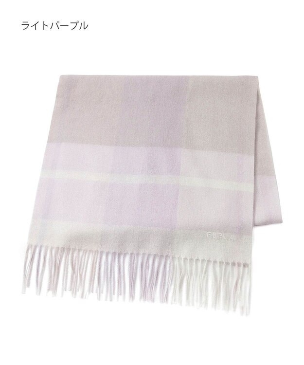 MOONBAT FURLA ウールブロックチェックラメストール/幅50cm ライトパープル