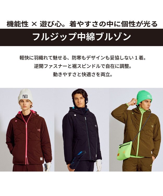 PW CIRCULUS 【撥水加工 / ストレッチ】【MEN】キルティング中綿ブルゾン ゴルフ カーキ系