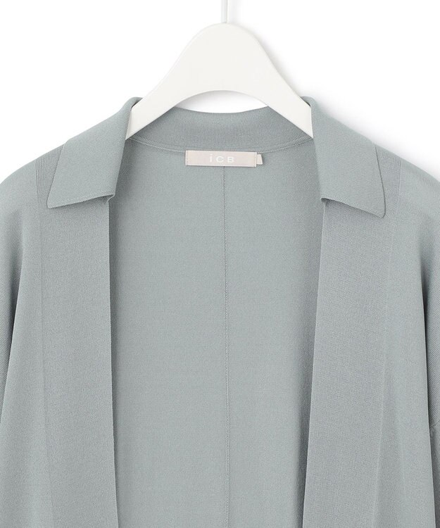 ICB 【WEB限定カラーあり・洗える】シンセティックハイゲージ  ロングカーディガン ジェイドグレー系