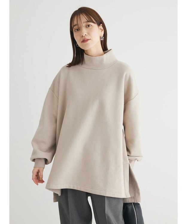 Green Parks Ｂｒｕｓｈｅｄ　タートル裏起毛チュニック Ecru