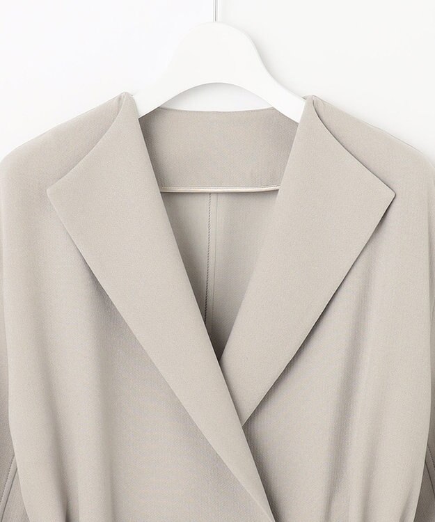 自由区 【洗える】ライトダブルクロス ノーカラーコート サンドベージュ