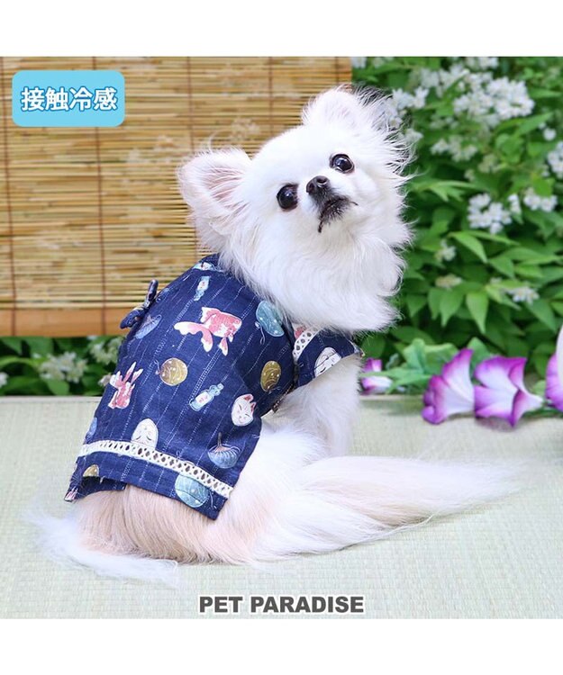 PET PARADISE ペットパラダイス 接触冷感 背中開き 甚平 《縁日柄》　小型犬 縁日柄