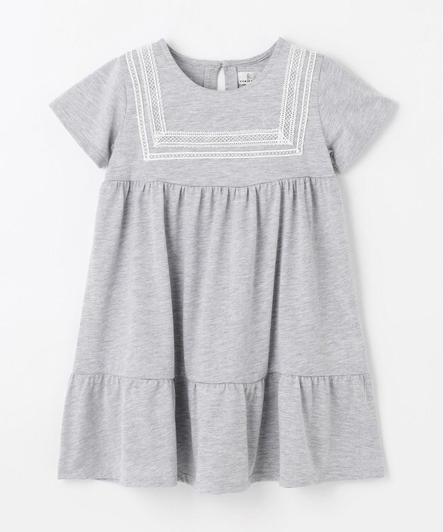 組曲 KIDS 【UVカット】【110-140㎝】セーラーレース ワンピース グレー