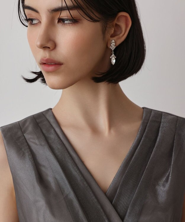 GRACE CONTINENTAL ブライトメッシュワンピース グレー