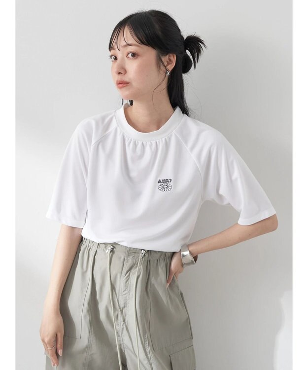 earth music&ecology スポーティー刺繍ロゴＴ Off White